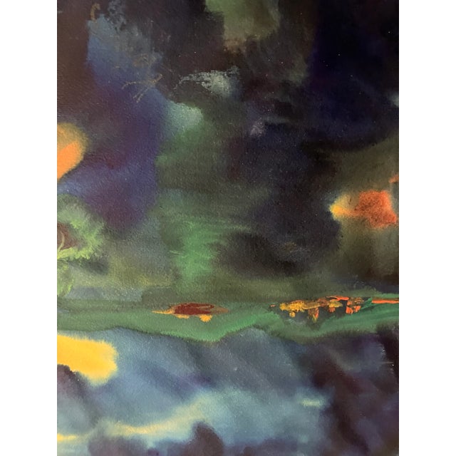 Mid Century Modern 1960’s Original Vintage Abstract Landscape Watercolor Painting Signed For Sale In Philadelphia - Image 6 of 7