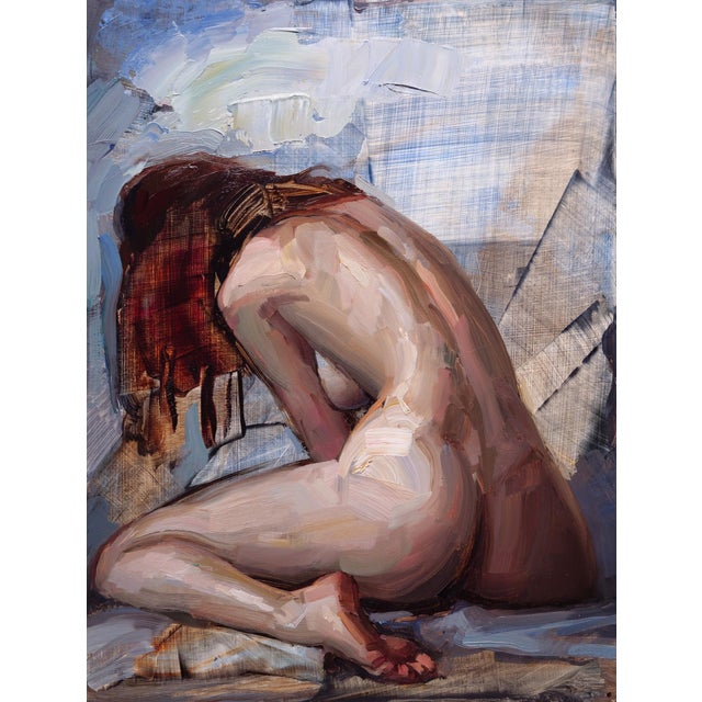 Exposed by Matt Talbert | Oil On Panel Nude figure in a seated position with a focus on the back. For Sale