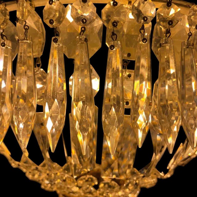 Italian Circular Crystal and Bronze Ceiling Lights, 1960s, Set of 2 For Sale - Image 9 of 13