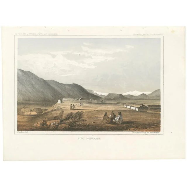 Fort Okinakane, Tinted Lithograph from the Pacific Railroad Survey, 1856, Print For Sale - Image 6 of 6