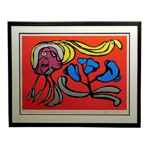 Karel Appel "Floating Passion Flower" Signed Fine Art Lithograph