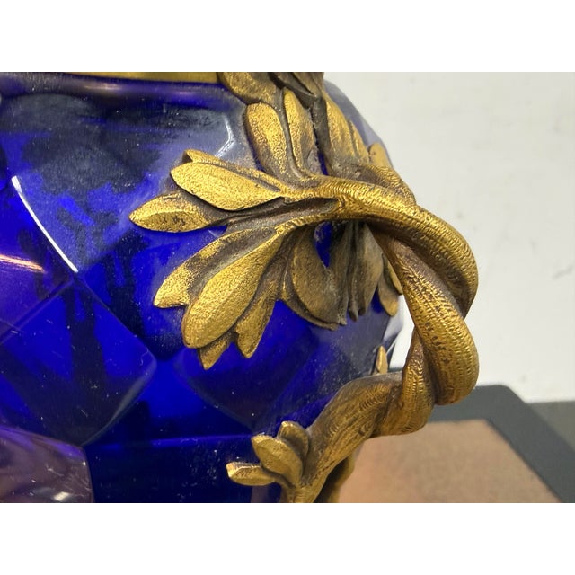 Swedish Neoclassical Gilt Bronze-Mounted Cobalt Blue Vases, Pair For Sale - Image 9 of 12
