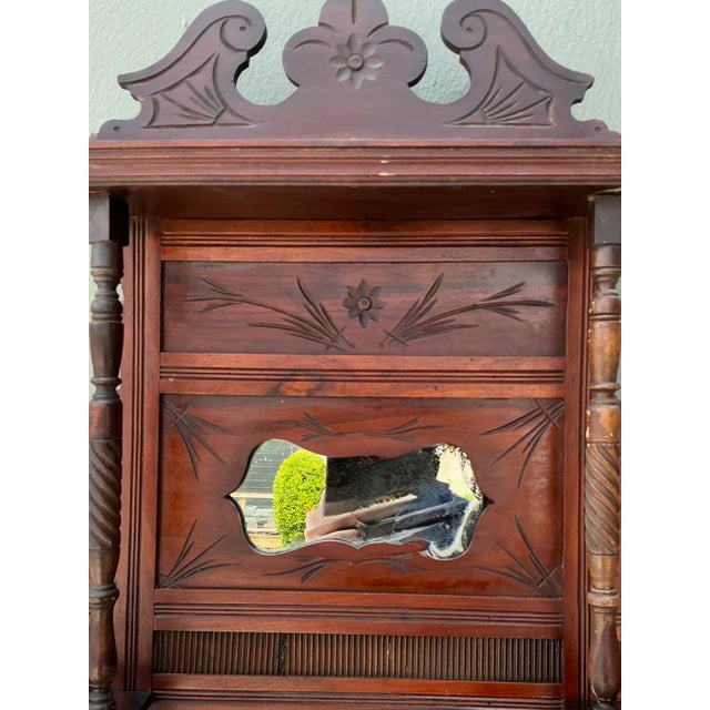 Vintage Eastlake Carved Wood Mantle Mirror For Sale - Image 10 of 17
