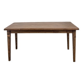 Oak Farmhouse Table with Tapered Pine Legs, France, 1950s For Sale