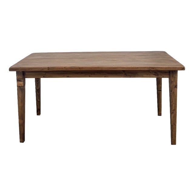 Oak Farmhouse Table with Tapered Pine Legs, France, 1950s For Sale