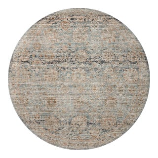 Jean Stoffer x Loloi Katherine Ocean / Coral 7'-10" x 7'-10" Round Area Rug For Sale