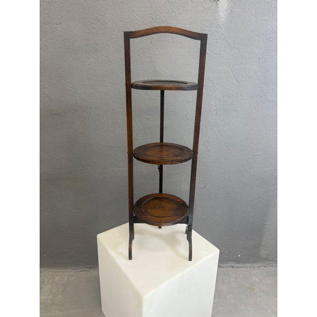 1920s Vintage 3-Tier Cake Stand in Dark, 1920s For Sale - Image 5 of 12