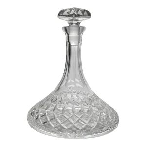 1970s Crystal Liquor Spirits Ships Decanter Criss-Cross Cuts