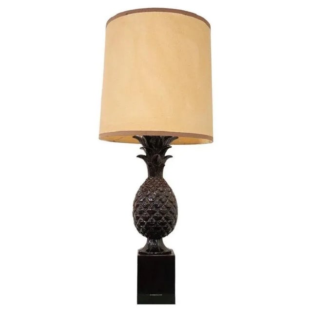 Vintage Brown Pineapple Ceramic Table Lamp, 1970s For Sale - Image 11 of 11