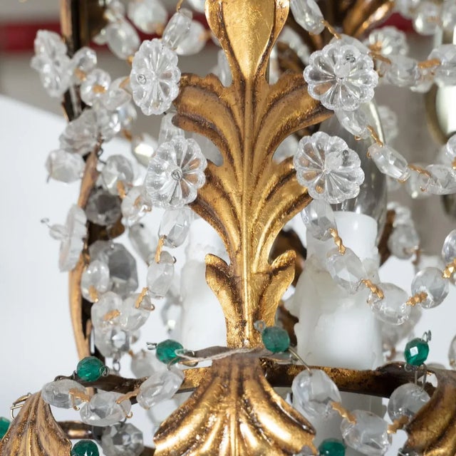 Mid-Century Modern Vintage 1960s Gilt Metal and Crystal Lantern Style Pendant For Sale - Image 3 of 11