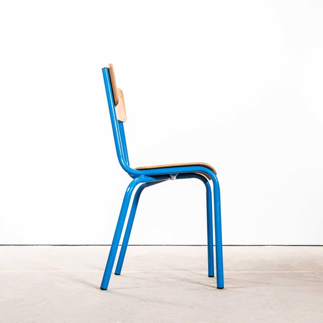 Blue Blue Simple Stacking Dining Chairs from Mullca, 1960s, Set of 4 For Sale - Image 8 of 13