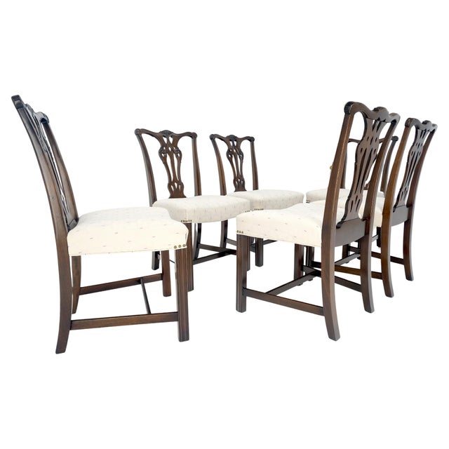 Set of 6 c1940s Mahogany Fine Carved Chippendale Style Chairs Clean! For Sale - Image 6 of 13