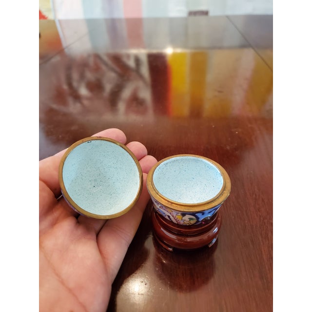 Antique Egg Shaped Enamel Jewel Box Jeweled Cabochons For Sale In Boston - Image 6 of 12