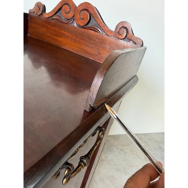 Antique Edwardian Carved Wood Purdonium / Bedside Cabinet With Brass Hardware For Sale - Image 13 of 13