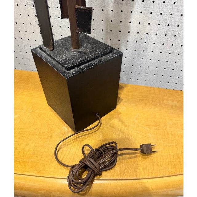 Vintage Brutalist Brutal Unsigned Harry Balmer Abstract Steel Cubist Table Lamp For Sale - Image 12 of 12