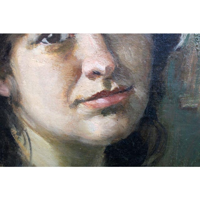 1990s Alfejs Bromults, Mara's Portrait, 1986, Oil on Cardboard For Sale - Image 5 of 14