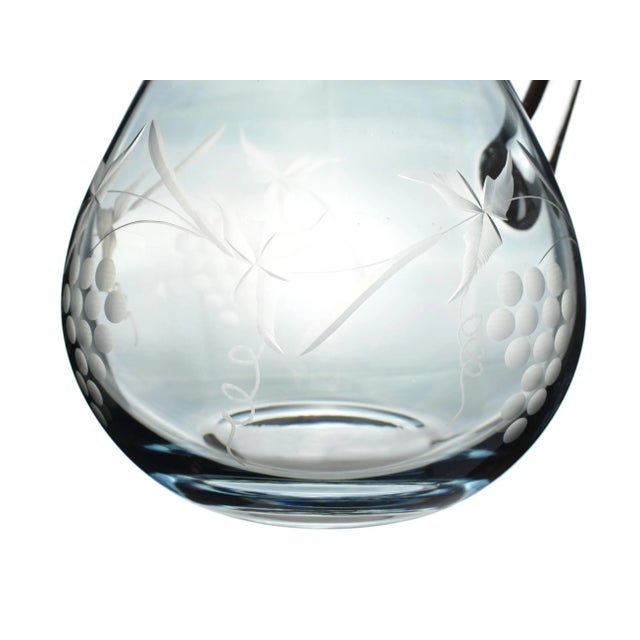 Late 20th Century Hand Crafted Cut Glass Grape Design Pitcher Wine Glasses & Stirrer Drink Set- 6 Pieces For Sale - Image 4 of 8