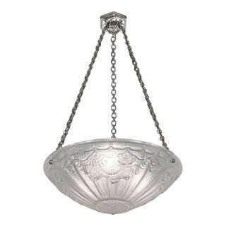 French Art Deco Pendant Light by Hettier Et Vincent & J. Gauthier 1930 France For Sale