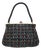 French Black Beaded Handbag With Floral Embroidery, 1950's For Sale