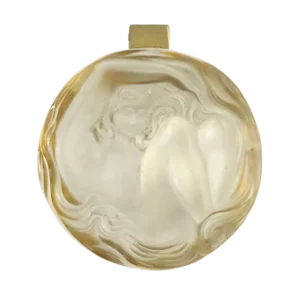 French Lalique Crystal Jewelry Box With Female Figure Art Nouveau Style