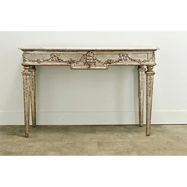 Wood Italian 18th Century Silver-Gilt & Marble Console For Sale - Image 7 of 12