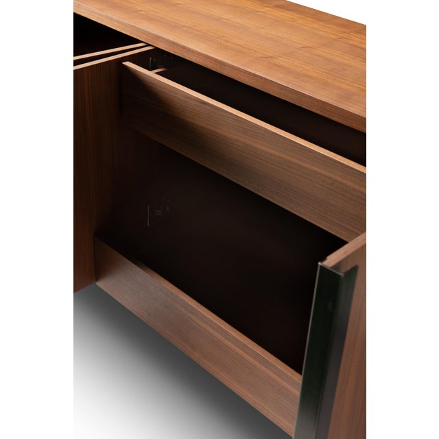 2010s Modern Greg Sheres Style Walnut and Bronze Buffet – “Valencia" For Sale - Image 5 of 6