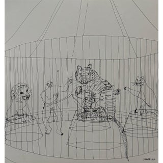 (after) Alexander Calder, Alexander Calder Circus Reproduction Lithograph After a Drawing, 1964 For Sale