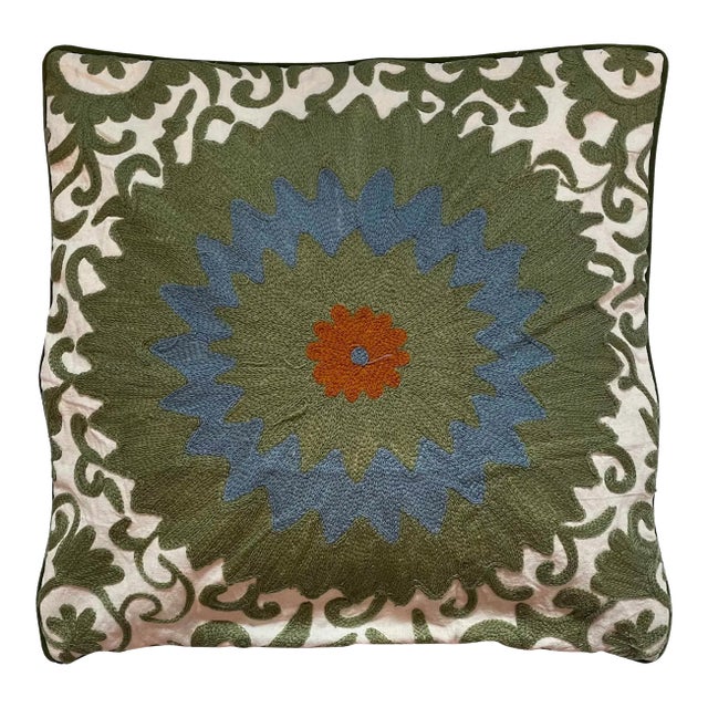 Large Embroidered Samarkand Pillow For Sale