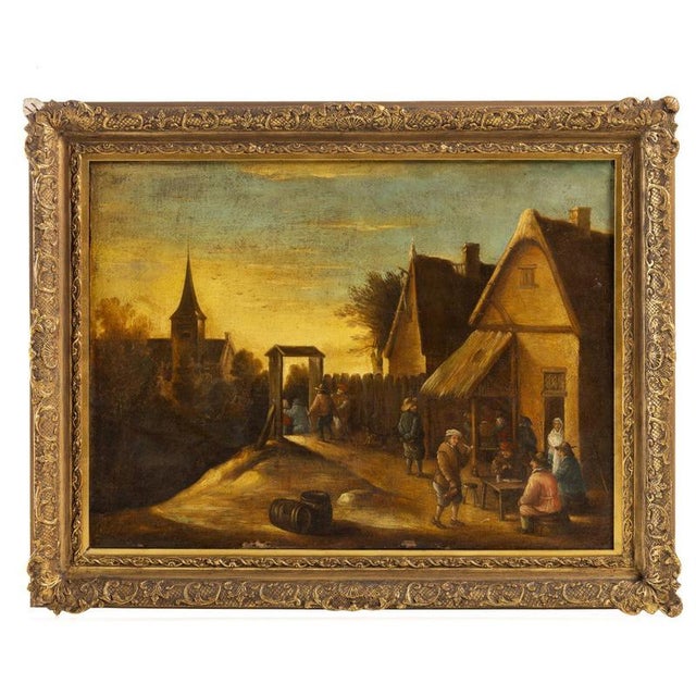 Dutch School Artist, Landscape with Figures, Oil on Canvas For Sale - Image 6 of 6