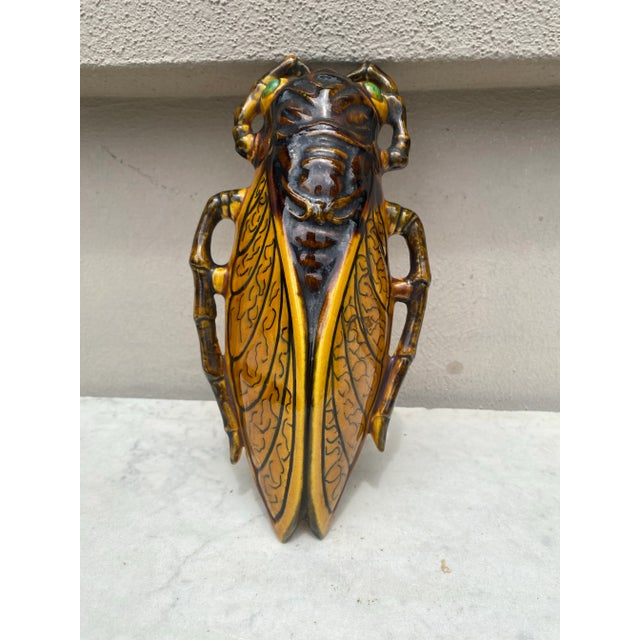 Mid-Century Modern Mid-Century French Majolica Cicada Applique For Sale - Image 3 of 6