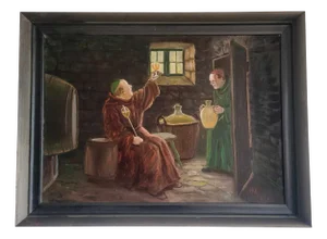 2 Monks, 1920s, Oil on Canvas