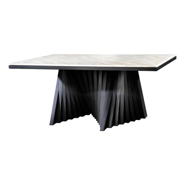 Waterfall Rectangular Marble Top 92"long Dining Table For Sale