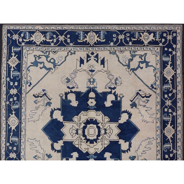 Navy Blue Oushak Vintage Rug With Traditional Medallion Design For Sale - Image 11 of 16