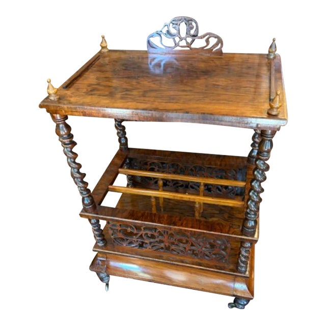Antique English Walnut Magazine Rack (Canterbury ) For Sale