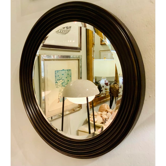 Modern Jonathan Charles Bronze Finished Round Wickens Wall Mirror For Sale - Image 3 of 4