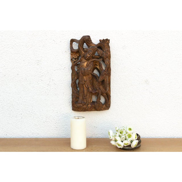 Late 19th Century Antique Chinese Celestial Gilded Relief Carvings For Sale - Image 5 of 6