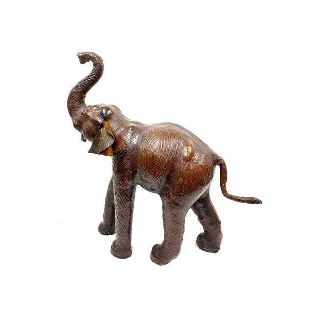 1970s Mid Century Striding Leather Elephant For Sale - Image 5 of 12