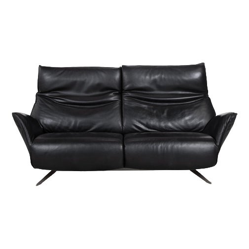 Black Leather Evita Two-Seater Sofa with Electric Function from Koinor For Sale