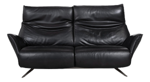Black Leather Evita Two-Seater Sofa with Electric Function from Koinor