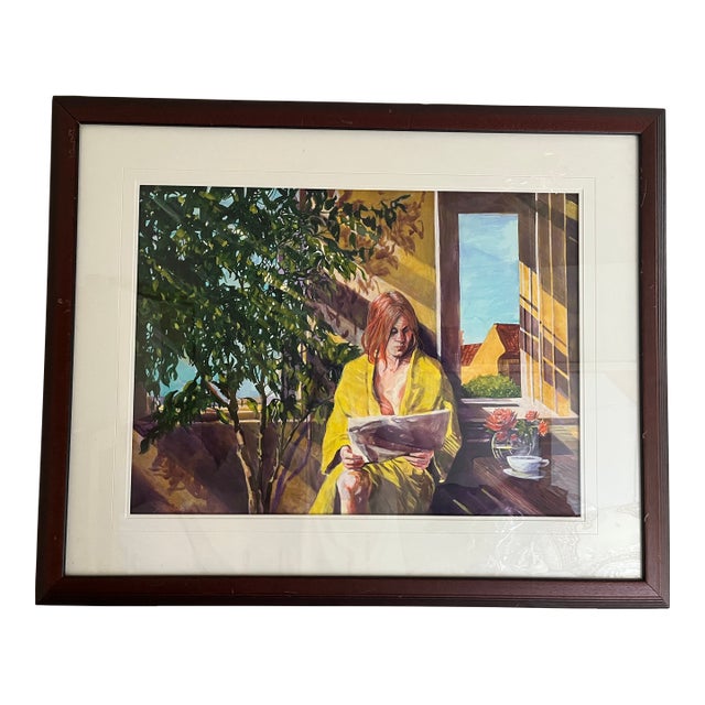 Watercolor by James Gleeson, Yellow Robe For Sale