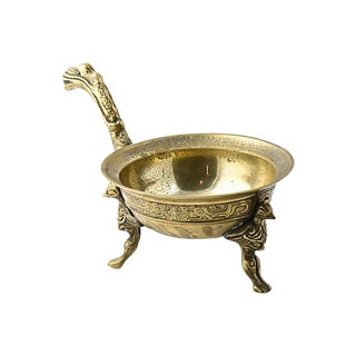 Asian Figural Brass Footed Bowl For Sale