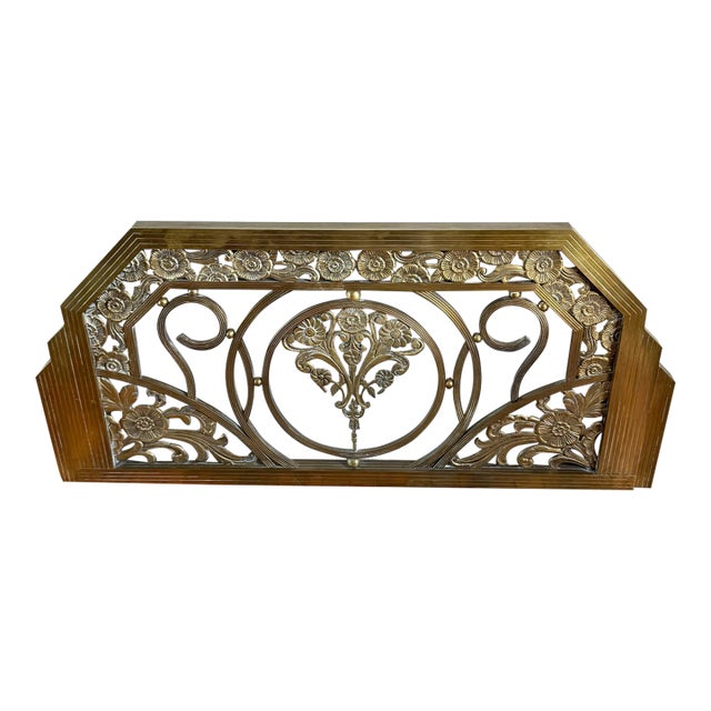 Antique Brass Art Deco Twin Headboard For Sale