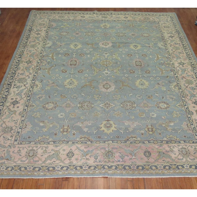 High decorative room size 2nd quarter of the 20th century antique Indo Tabriz rug from the early 20th century. Gray-blue...