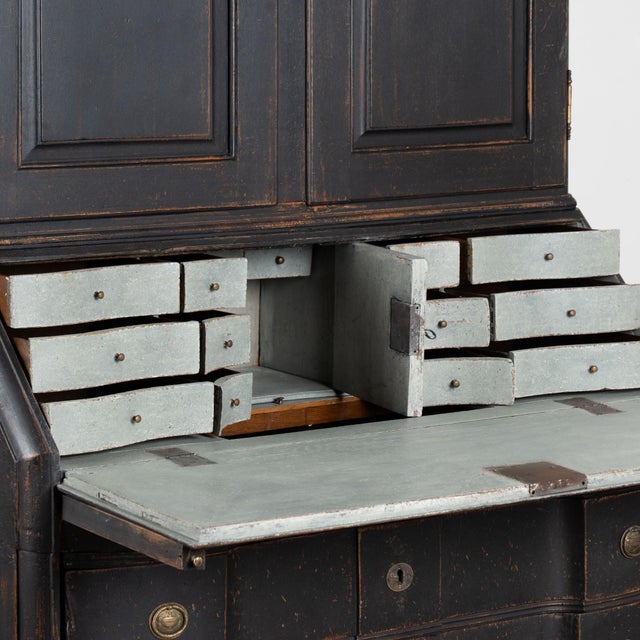 Early 19th Century Early 19th Century Tall Swedish Black Secretary Bureau For Sale - Image 5 of 14