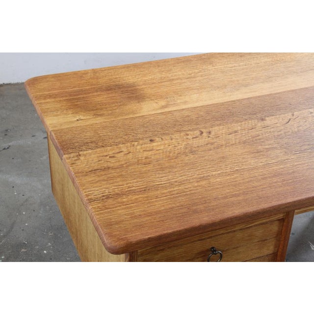 Mid-Century Oak Writing Desk with 6 Drawers and Open Back in the style of Henning Kjærnulf, 1960s For Sale - Image 17 of 18