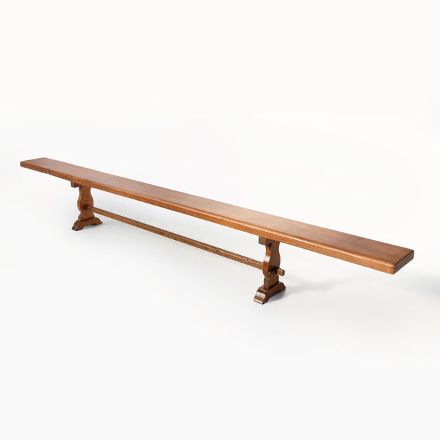 Antique French Long Elm Monastery Bench, 1850 For Sale - Image 15 of 15