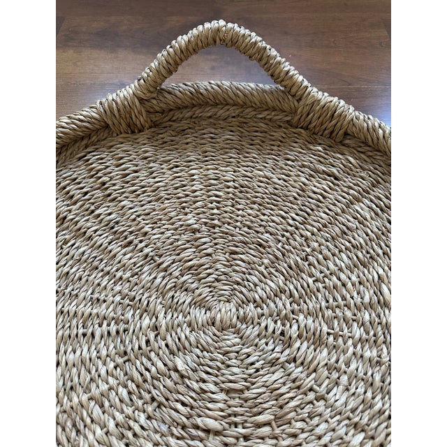 Vintage French 21” Woven Tray With Handles For Sale - Image 11 of 16
