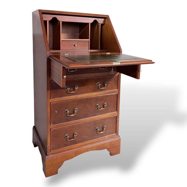 Vintage Yew Wood Compact Bureau with Drawers For Sale - Image 9 of 10