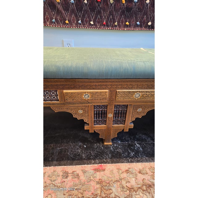 Amber Late 20th Century Arabesque Moorish Damascus Bench For Sale - Image 8 of 12