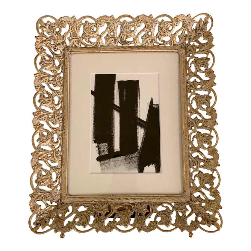 Original Black and White Painting in Vintage Gold Frame Chairish